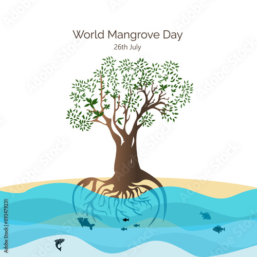 World Mangrove Day or International day for the Conservation of the Mangrove Ecosystem vector, illustration. 26 July.