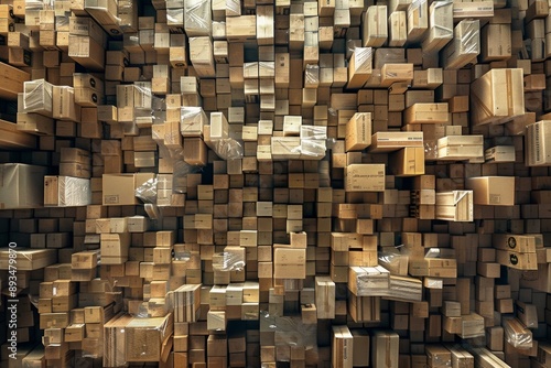 A warehouse was filled with neatly arranged boxes, each containing an unredeemable code for online shopping in the United States. The scene was captured from above photo