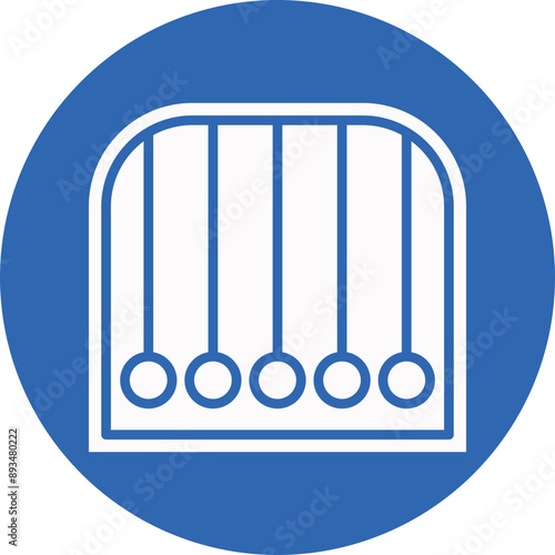 Newtons cradle glyph circle icon
