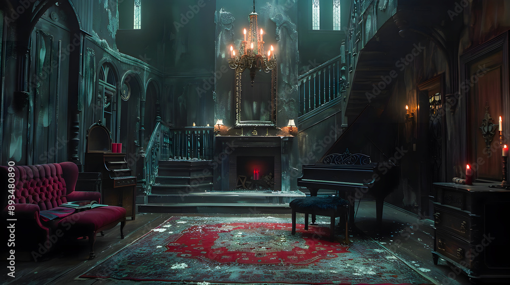 Halloween gothic vampire dark living room Halloween gothic vampire dark living room