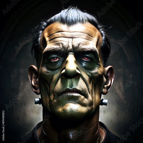 Halloween. Frankenstein head illustration photo