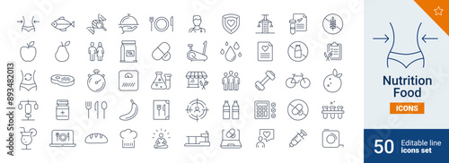 Nutrition icons Pixel perfect. Food, fitness, man, ....	
