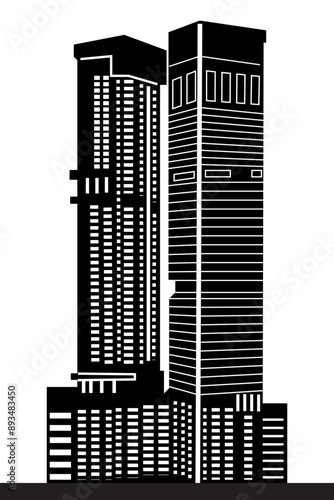 Stunning vector silhouette of Singapore's tallest buildings and iconic skyline. Ideal for travel brochures, promotional materials, digital art projects, and city-themed designs.