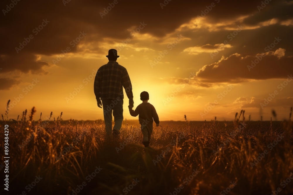 Fototapeta premium Walking field silhouette outdoors.
