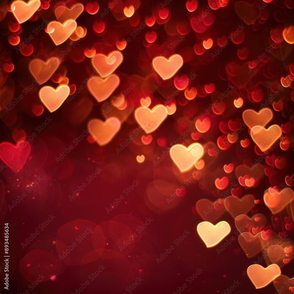 shimmering heartshaped bokeh lights on deep red background soft focus creates romantic atmosphere subtle glitter adds magical touch shimmering heartshaped bokeh lights on deep red background soft focus creates romantic atmosphere subtle glitter adds magical touch