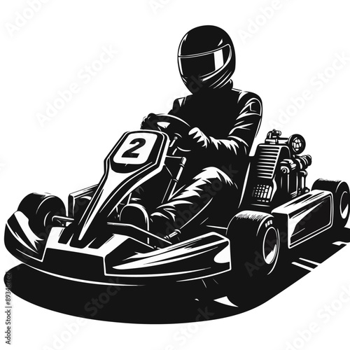 go-kart silhouette, racing go-kart silhouette.