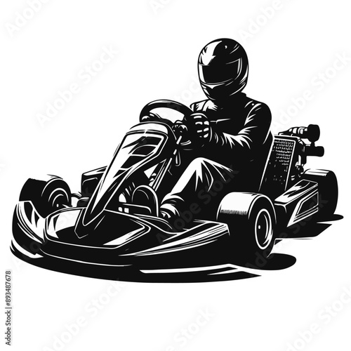 go-kart silhouette, racing go-kart silhouette.