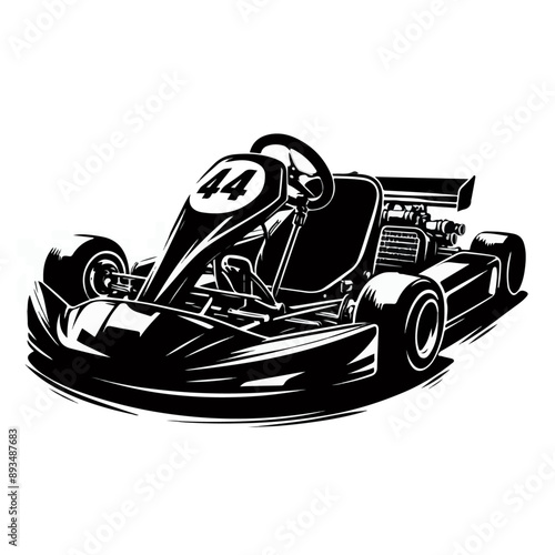 go-kart silhouette, racing go-kart silhouette.