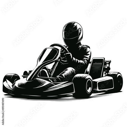 go-kart silhouette, racing go-kart silhouette.