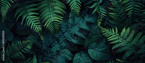 Close up image of fern leaves with copy space image