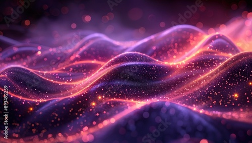 Abstract Glow: A Digital Landscape of Shimmering Waves