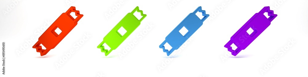 Colorful Sugar stick packets icon isolated on white background. Blank individual package for bulk food products as coffee, salt, spices. Minimalism concept. 3D render illustration Colorful Sugar stick packets icon isolated on white background. Blank individual package for bulk food products as coffee, salt, spices. Minimalism concept. 3D render illustration