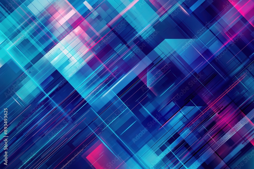 Dynamic abstract composition of intersecting geometric shape in vibrant blue, and pink hues. Diagonal lines and translucent layer create futuristic, tech-inspired pattern with depth and movement. Dynamic abstract composition of intersecting geometric shape in vibrant blue, and pink hues. Diagonal lines and translucent layer create futuristic, tech-inspired pattern with depth and movement.