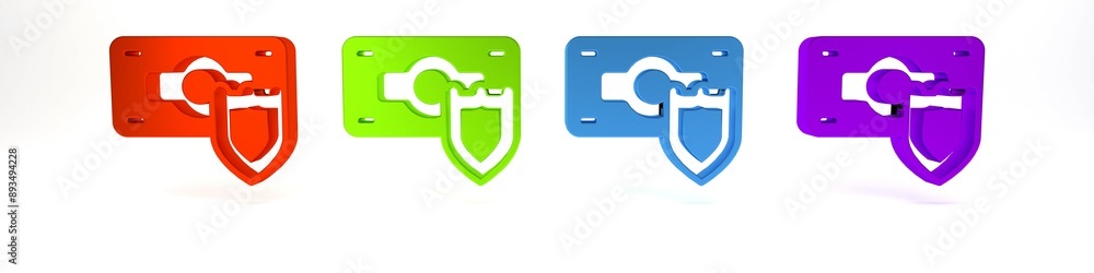 Colorful Money with shield icon isolated on white background. Insurance concept. Security, safety, protection, protect concept. Minimalism concept. 3D render illustration Colorful Money with shield icon isolated on white background. Insurance concept. Security, safety, protection, protect concept. Minimalism concept. 3D render illustration