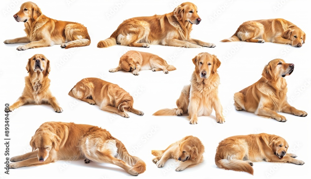Fototapeta premium Golden Retriever dog puppy, side back head shot isolated on transparent background, PNG file with many angles.