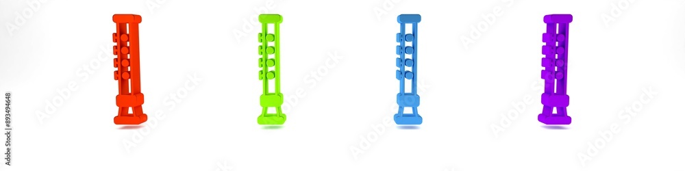 Colorful Flute icon isolated on white background. Musical instrument. Minimalism concept. 3D render illustration Colorful Flute icon isolated on white background. Musical instrument. Minimalism concept. 3D render illustration