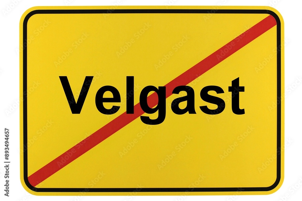 Obraz premium Illustration eines Ortsschildes der Gemeinde Velgast in Mecklenburg-Vorpommern