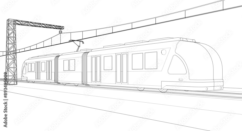 Naklejka premium modern city tram 3D illustration