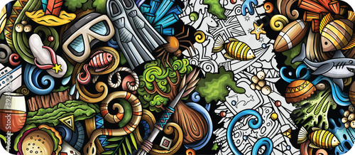 Cartoon vector doodle Australian background