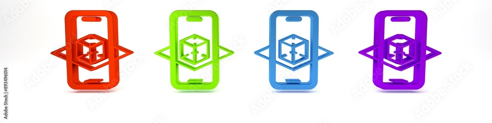 Colorful 3d modeling icon isolated on white background. Augmented reality or virtual reality. Minimalism concept. 3D render illustration Colorful 3d modeling icon isolated on white background. Augmented reality or virtual reality. Minimalism concept. 3D render illustration