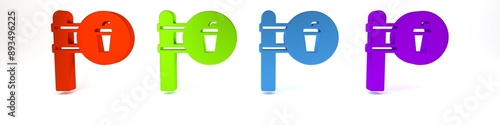 Wallpaper Mural Colorful Cafe and restaurant location icon isolated on white background. Fork and spoon eatery sign inside pinpoint. Minimalism concept. 3D render illustration. Torontodigital.ca