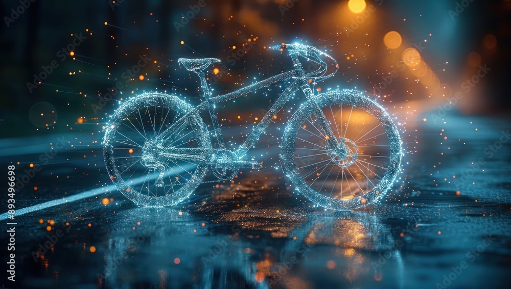 Fototapeta premium Digital Bicycle in Motion