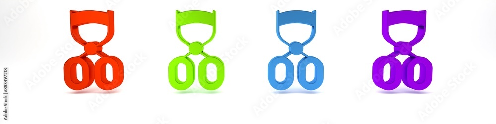 Colorful Eyelash curler icon isolated on white background. Makeup tool sign. Minimalism concept. 3D render illustration Colorful Eyelash curler icon isolated on white background. Makeup tool sign. Minimalism concept. 3D render illustration
