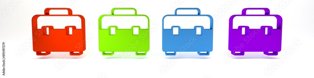 Colorful Toolbox icon isolated on white background. Tool box sign. Minimalism concept. 3D render illustration Colorful Toolbox icon isolated on white background. Tool box sign. Minimalism concept. 3D render illustration