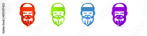 Colorful Bearded lumberjack man icon isolated on white background. Minimalism concept. 3D render illustration photo