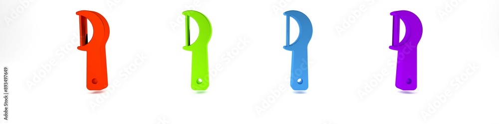 Colorful Dental floss icon isolated on white background. Minimalism concept. 3D render illustration Colorful Dental floss icon isolated on white background. Minimalism concept. 3D render illustration