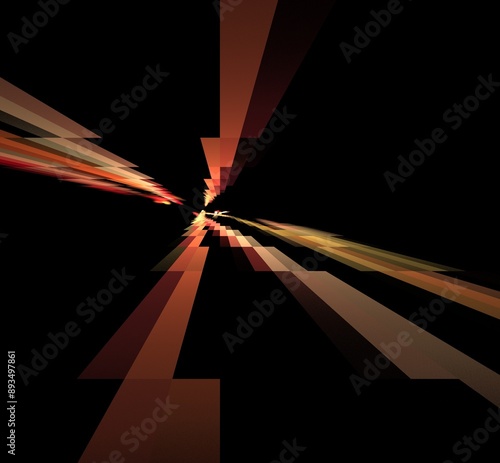 Fractal Illustration of Tile Combustion on Black Background