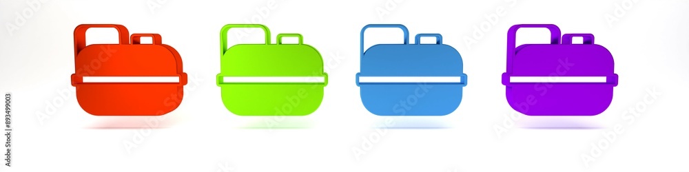 Fototapeta premium Colorful Canister for gasoline icon isolated on white background. Diesel gas icon. Minimalism concept. 3D render illustration
