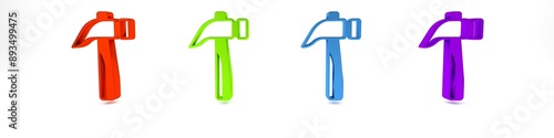 Colorful Hammer icon isolated on white background. Tool for repair. Minimalism concept. 3D render illustration