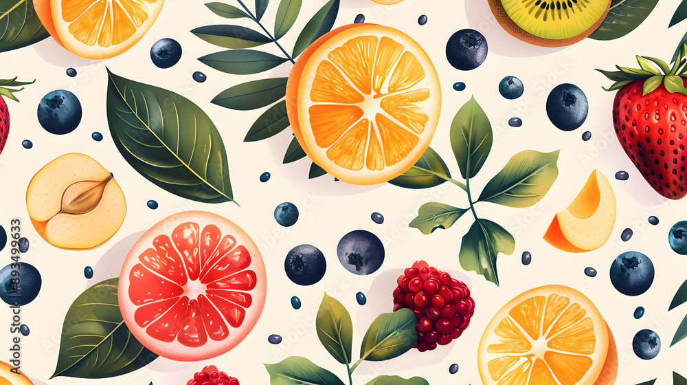 Abstract geometric food pattern. Natural fruit plants simple shape, eco agriculture concept. Vector minimal illustration Abstract geometric food pattern. Natural fruit plants simple shape, eco agriculture concept. Vector minimal illustration
