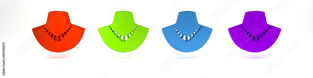 Colorful Necklace on mannequin icon isolated on white background. Minimalism concept. 3D render illustration Colorful Necklace on mannequin icon isolated on white background. Minimalism concept. 3D render illustration