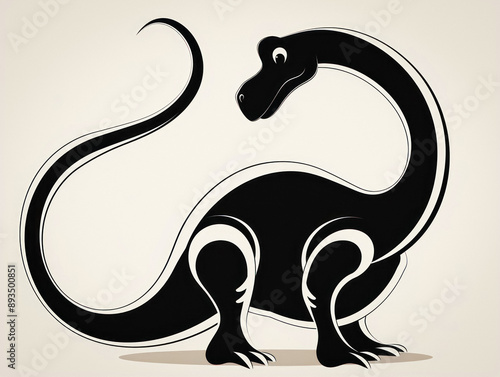 Brontosaurus black and whit...