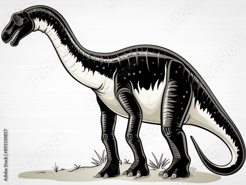 Brontosaurus black and whit...