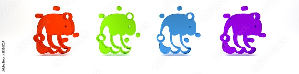 Obraz premium Colorful Tsunami icon isolated on white background. Flood disaster. Stormy weather by seaside, ocean or sea wave or tsunami. Minimalism concept. 3D render illustration
