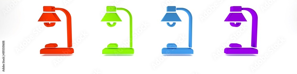 Colorful Table lamp icon isolated on white background. Minimalism concept. 3D render illustration Colorful Table lamp icon isolated on white background. Minimalism concept. 3D render illustration