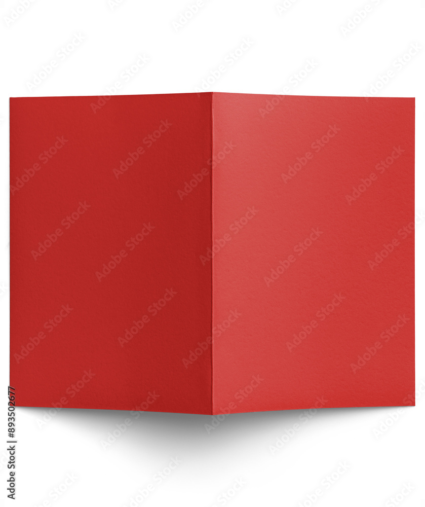 Angled View of Blank Red Folded Card 5x7in Angled View of Blank Red Folded Card 5x7in