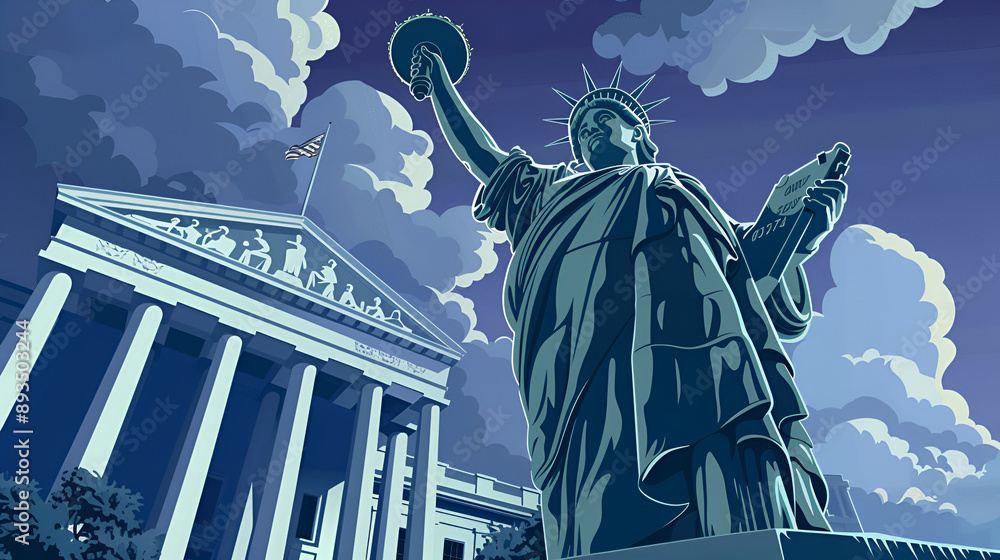 Fototapeta premium Cryptocurrency Regulation cartoon, Generative ai