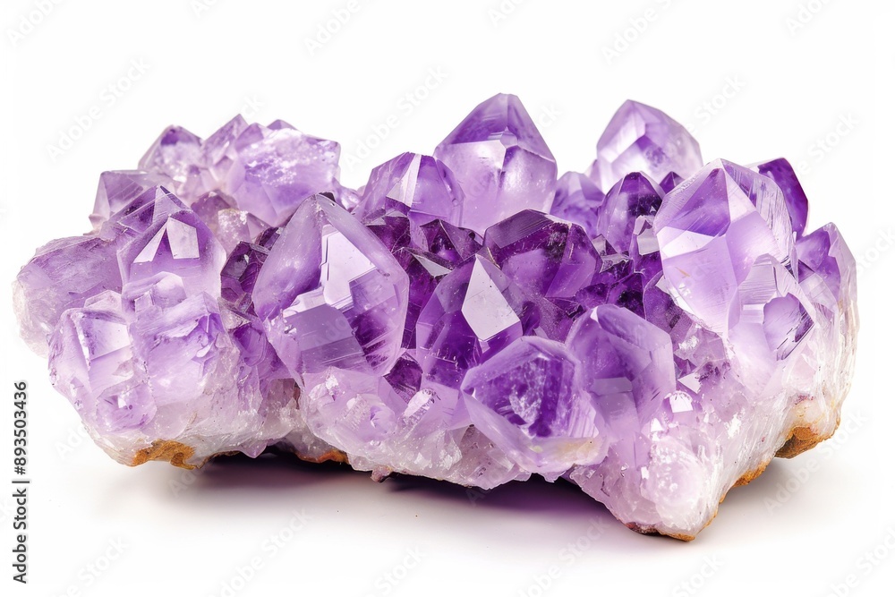 Crystal Stone. Macro shot of Amethyst Quartz Crystals on White Background Crystal Stone. Macro shot of Amethyst Quartz Crystals on White Background