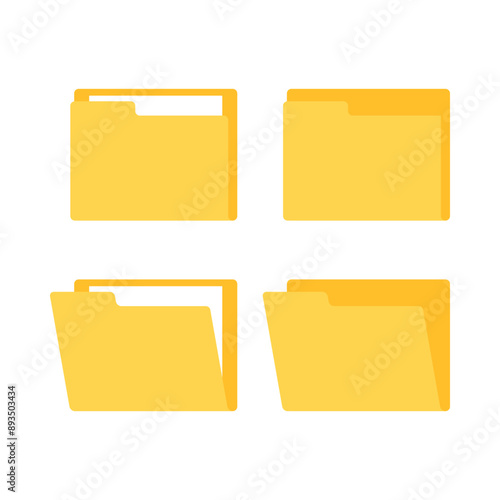 Different folder icon set, opened and closed folders collection. Computer folder.