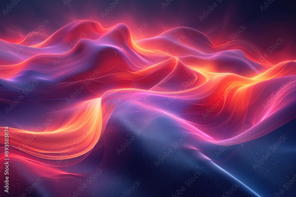Abstract digital art depicting vibrant, flowing waves of red and blue, creating a mesmerizing, dreamy landscape with smooth fluid shapes. Abstract digital art depicting vibrant, flowing waves of red and blue, creating a mesmerizing, dreamy landscape with smooth fluid shapes.