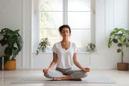 Young woman sitting yoga practicing. Free Download Young woman sitting yoga practicing. - GFXLoad