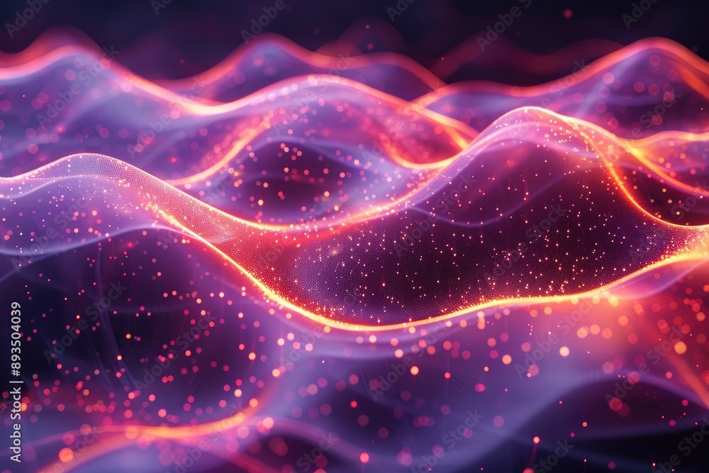 Abstract digital wave pattern with glowing particles in vibrant colors, representing dynamic technology and futuristic concepts. Abstract digital wave pattern with glowing particles in vibrant colors, representing dynamic technology and futuristic concepts.