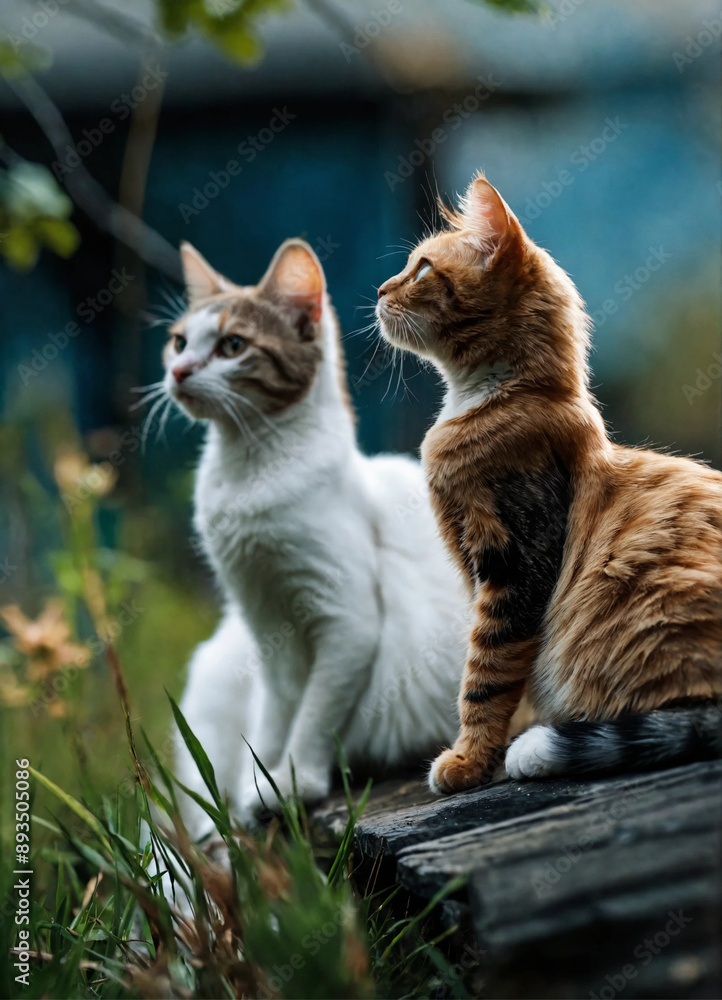 Obraz premium cat on the grass