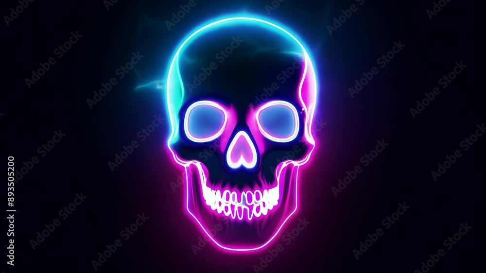 Futuristic Screaming Skull in Neon Hues Futuristic Screaming Skull in Neon Hues