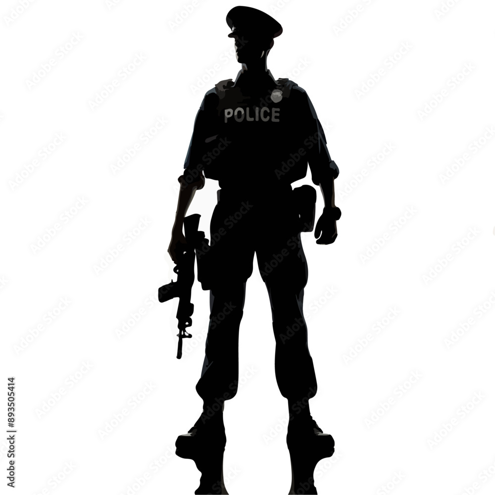 police officer silhouette. police officer silhouette.