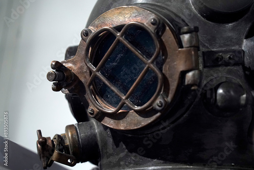 Old antique copper scuba helmet